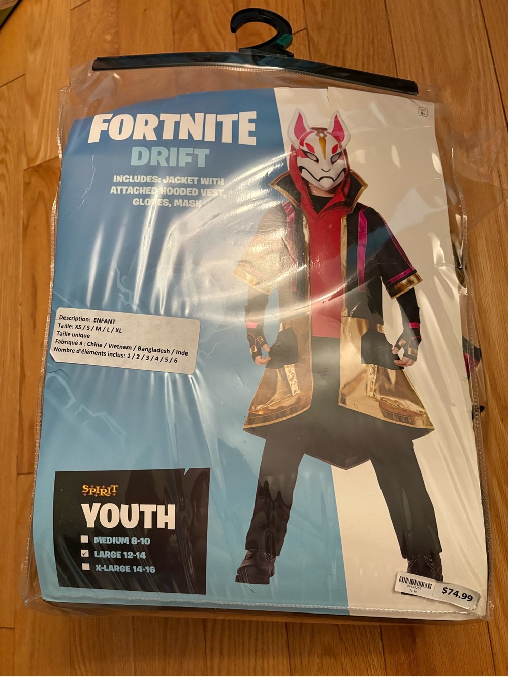 Spirit Fortnite Drift Youth Costume - Black, Gold, Pink Large 12-14